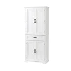 Meuble Colonne de Rangement pour Salle de Bain, Gris/Noir/Blanc, 4 Portes 1 Tiroir, Étagère Réglable