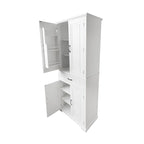 Meuble Colonne de Rangement pour Salle de Bain, Gris/Noir/Blanc, 4 Portes 1 Tiroir, Étagère Réglable