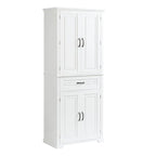 Meuble Colonne de Rangement pour Salle de Bain, Gris/Noir/Blanc, 4 Portes 1 Tiroir, Étagère Réglable