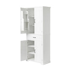 Meuble Colonne de Rangement pour Salle de Bain, Gris/Noir/Blanc, 4 Portes 1 Tiroir, Étagère Réglable