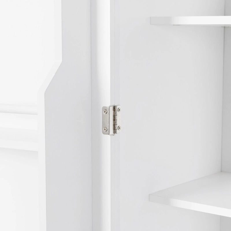 Meuble Colonne de Rangement pour Salle de Bain, Gris/Noir/Blanc, 4 Portes 1 Tiroir, Étagère Réglable