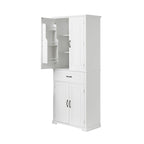 Meuble Colonne de Rangement pour Salle de Bain, Gris/Noir/Blanc, 4 Portes 1 Tiroir, Étagère Réglable