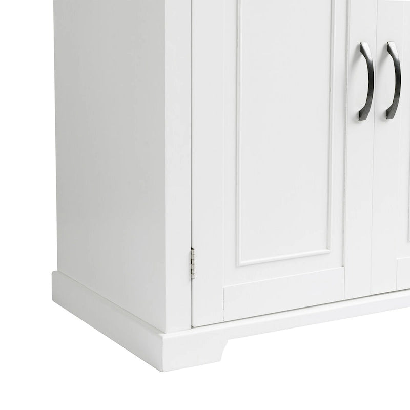 Meuble Colonne de Rangement pour Salle de Bain, Gris/Noir/Blanc, 4 Portes 1 Tiroir, Étagère Réglable