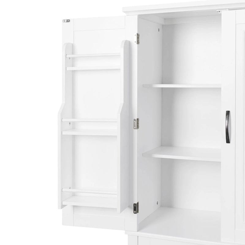 Meuble Colonne de Rangement pour Salle de Bain, Gris/Noir/Blanc, 4 Portes 1 Tiroir, Étagère Réglable