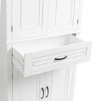 Meuble Colonne de Rangement pour Salle de Bain, Gris/Noir/Blanc, 4 Portes 1 Tiroir, Étagère Réglable