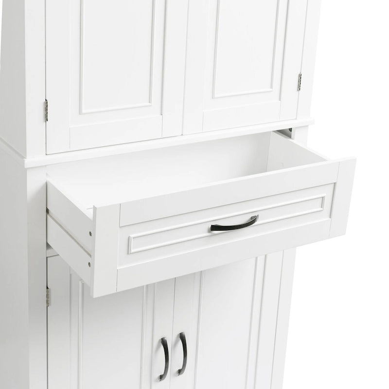 Meuble Colonne de Rangement pour Salle de Bain, Gris/Noir/Blanc, 4 Portes 1 Tiroir, Étagère Réglable