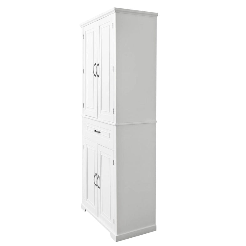 Meuble Colonne de Rangement pour Salle de Bain, Gris/Noir/Blanc, 4 Portes 1 Tiroir, Étagère Réglable