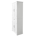 Meuble Colonne de Rangement pour Salle de Bain, Gris/Noir/Blanc, 4 Portes 1 Tiroir, Étagère Réglable