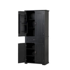 Meuble Colonne de Rangement pour Salle de Bain, Gris/Noir/Blanc, 4 Portes 1 Tiroir, Étagère Réglable