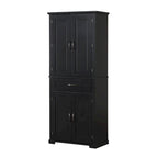 Meuble Colonne de Rangement pour Salle de Bain, Gris/Noir/Blanc, 4 Portes 1 Tiroir, Étagère Réglable