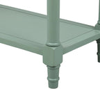 Console en pin avec 2 tiroirs et étagère inférieure, style traditionnel vintage, 90 cm (L), gris/vert antique