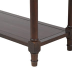 Console en pin avec 2 tiroirs et étagère inférieure, style traditionnel vintage, 90 cm (L), gris/vert antique