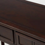Console en pin avec 2 tiroirs et étagère inférieure, style traditionnel vintage, 90 cm (L), gris/vert antique