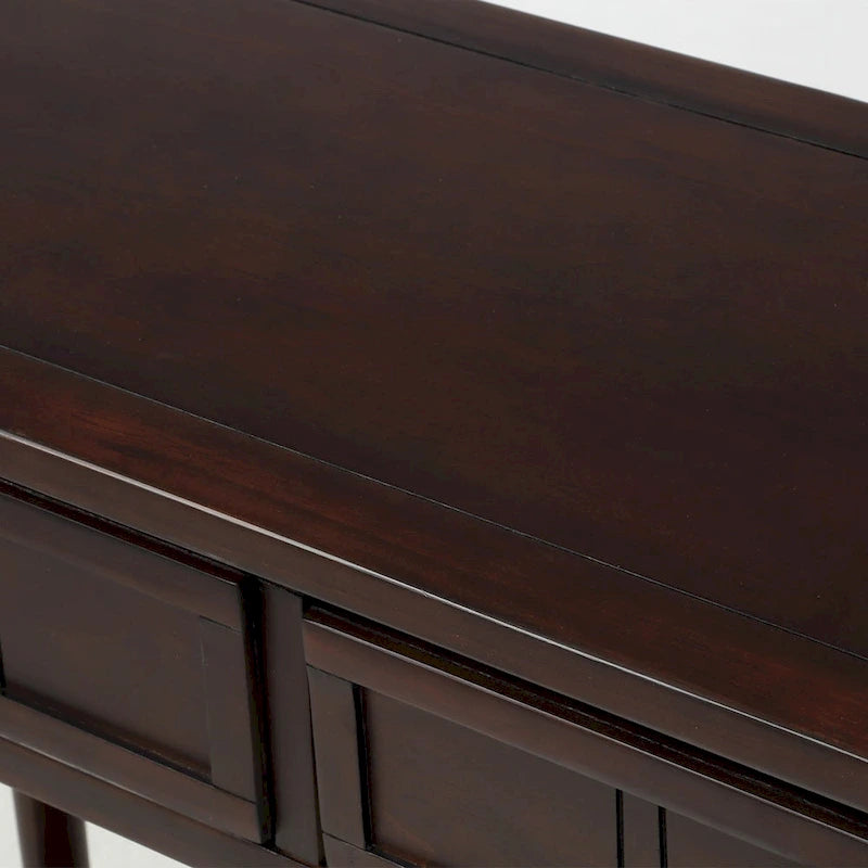 Console en pin avec 2 tiroirs et étagère inférieure, style traditionnel vintage, 90 cm (L), gris/vert antique
