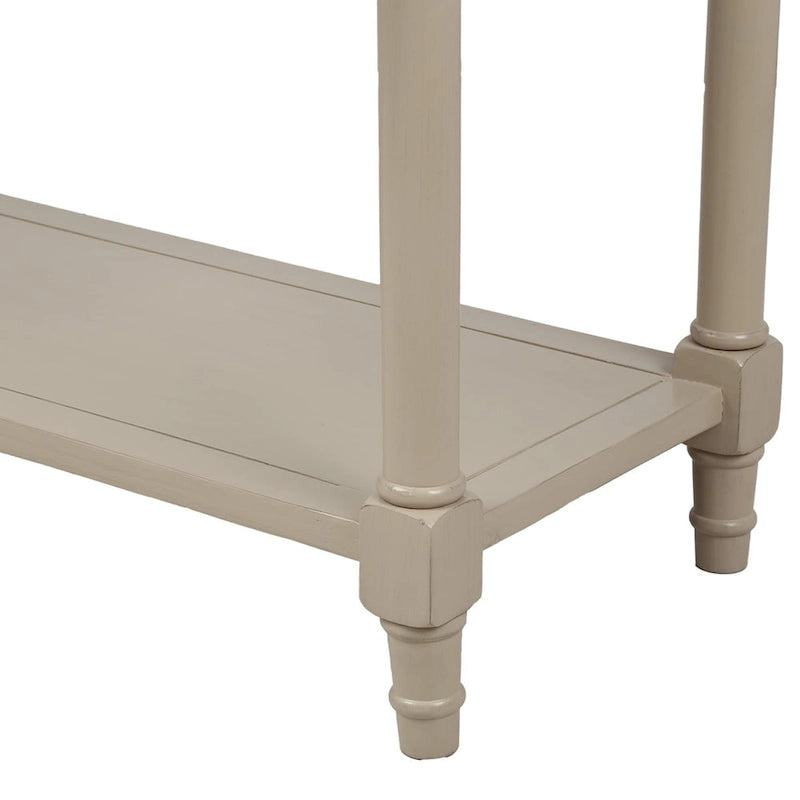 Console en pin avec 2 tiroirs et étagère inférieure, style traditionnel vintage, 90 cm (L), gris/vert antique