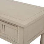 Console en pin avec 2 tiroirs et étagère inférieure, style traditionnel vintage, 90 cm (L), gris/vert antique