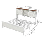 Cadre de lit Queen/King Size blanc campagnard