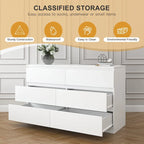 Commode 6 tiroirs, MDF, 120 cm L, Moderne, Utilisable comme meuble TV, Anti-basculement, Gris/Blanc/Rose/Vert