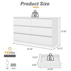 Commode 6 tiroirs, MDF, 120 cm L, Moderne, Utilisable comme meuble TV, Anti-basculement, Gris/Blanc/Rose/Vert