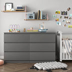 Commode 6 tiroirs, MDF, 120 cm L, Moderne, Utilisable comme meuble TV, Anti-basculement, Gris/Blanc/Rose/Vert