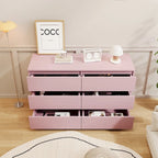 Commode 6 tiroirs, MDF, 120 cm L, Moderne, Utilisable comme meuble TV, Anti-basculement, Gris/Blanc/Rose/Vert