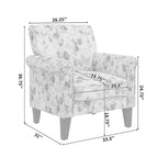 Fauteuil d'appoint, accoudoirs arrondis, polyester à motif floral, clous décoratifs couleur étain, pieds espresso, 1 place, orange/bleu/rose
