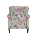 Fauteuil d'appoint, accoudoirs arrondis, polyester à motif floral, clous décoratifs couleur étain, pieds espresso, 1 place, orange/bleu/rose
