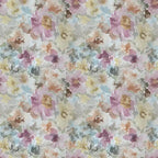 Fauteuil d'appoint, accoudoirs arrondis, polyester à motif floral, clous décoratifs couleur étain, pieds espresso, 1 place, orange/bleu/rose