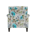 Fauteuil d'appoint, accoudoirs arrondis, polyester à motif floral, clous décoratifs couleur étain, pieds espresso, 1 place, orange/bleu/rose