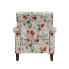 Fauteuil d'appoint, accoudoirs arrondis, polyester à motif floral, clous décoratifs couleur étain, pieds espresso, 1 place, orange/bleu/rose