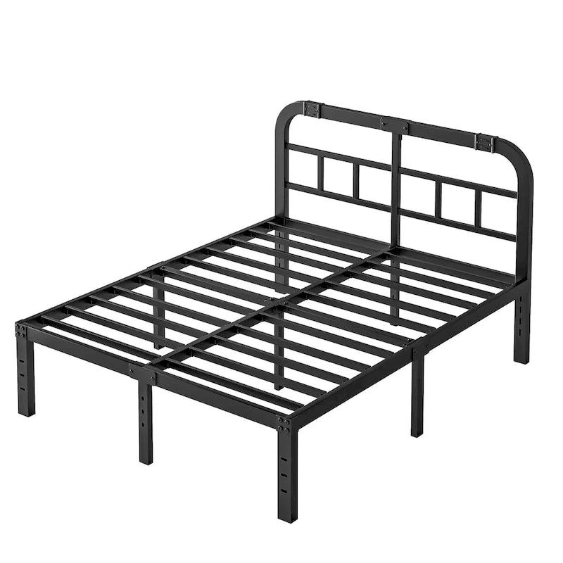 Cadre de lit en métal noir avec tête de lit, H 14 po, 2500 lb, simple/simple XL/grand/très grand, 1 personne