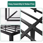 Cadre de lit en métal noir avec tête de lit, H 14 po, 2500 lb, simple/simple XL/grand/très grand, 1 personne