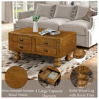 Table basse rectangulaire, 4 tiroirs, bois de pin et MDF, placage chêne, pieds en forme de gourde, 101,6 cm (L) x 59,9 cm (l) x 50,8 cm (H), marron/espresso