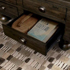 Table basse rectangulaire, 4 tiroirs, bois de pin et MDF, placage chêne, pieds en forme de gourde, 101,6 cm (L) x 59,9 cm (l) x 50,8 cm (H), marron/espresso