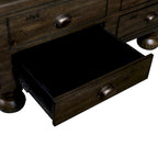Table basse rectangulaire, 4 tiroirs, bois de pin et MDF, placage chêne, pieds en forme de gourde, 101,6 cm (L) x 59,9 cm (l) x 50,8 cm (H), marron/espresso