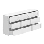 Commode 6 tiroirs, blanche, façade arquée, places N/A