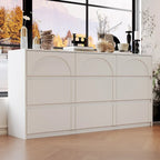 Commode 6 tiroirs, blanche, façade arquée, places N/A